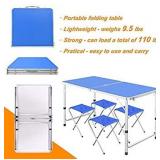 labworkauto 4FT Blue Foldable Portable Table Aluminum