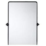 TEHOME 27 x 35 inch Farmhouse Large Black Metal Framed Pivot Rectangle Bathroom Mirror