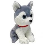 Bmi Plush 10 In. Husky Dog, Gray & White, Red Collar, Large Blue Eyes