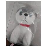 Bmi Plush 10 In. Husky Dog, Gray & White, Red Collar, Large Blue Eyes