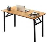 Need Home Office Desk 47 inches Folding Computer Table Workstation No Install, Teak, Teak and Black
