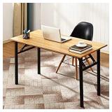 Need Home Office Desk 47 inches Folding Computer Table Workstation No Install, Teak, Teak and Black