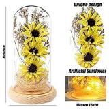 Artificial Sunflower in Glass Dome Enchanted Sunflower Lamp Sunflower Decors Sunflower Gifts for Her on Christmas Thanksgiving Day Valentine