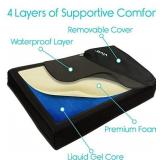 Vive Wheelchair Cushion - Gel Seat Pad for Coccyx, Orthopedic Back Support, Sciatica & Tailbone Pain Relief - Waterproof Cover + 4 Layer Foam Support and Comfort - for Pressure Sores and Ulcers