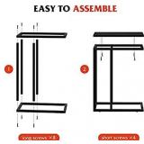 WLIVE Snack Side Table, C Shaped End Table for Sofa Couch and Bed, Black