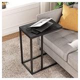 WLIVE Snack Side Table, C Shaped End Table for Sofa Couch and Bed, Black