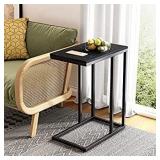 WLIVE Snack Side Table, C Shaped End Table for Sofa Couch and Bed, Black