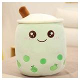 Boba Plush Stuffed Toy Green Apple Bubble Tea Boba Pearl Milk Tea Plush Toys Figure Living Room Sofa Bedroom Hug Pillow Young Girl and Child Birthday Gift