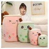 Boba Plush Stuffed Toy Green Apple Bubble Tea Boba Pearl Milk Tea Plush Toys Figure Living Room Sofa Bedroom Hug Pillow Young Girl and Child Birthday Gift