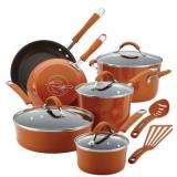 Rachael Ray - Cucina 12-Piece Nonstick Cookware Set - Espresso/Pumpkin Orange
