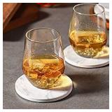 LIFVER Coasters for Drinks, White Marble-Style Absorbent Coasters with Holder, Housewarming Gifts for Home Decor, Suitable for Kinds of Cups, 4.2 Inches, Set of 6