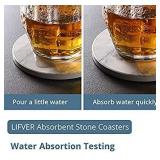 LIFVER Coasters for Drinks, White Marble-Style Absorbent Coasters with Holder, Housewarming Gifts for Home Decor, Suitable for Kinds of Cups, 4.2 Inches, Set of 6