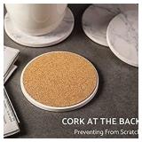 LIFVER Coasters for Drinks, White Marble-Style Absorbent Coasters with Holder, Housewarming Gifts for Home Decor, Suitable for Kinds of Cups, 4.2 Inches, Set of 6