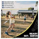 Boulder Badminton Pickleball Net - Height Adjustable Portable Net for Junior Tennis, Kids Volleyball & Soccer, and Backyard Games - Easy Setup Nylon Sports Net with Poles 10 ft/14ft/17ft Wide