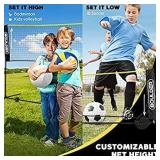 Boulder Badminton Pickleball Net - Height Adjustable Portable Net for Junior Tennis, Kids Volleyball & Soccer, and Backyard Games - Easy Setup Nylon Sports Net with Poles 10 ft/14ft/17ft Wide
