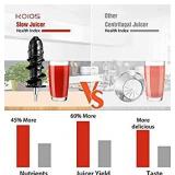 KOIOS Juicer, Masticating Juicer Machine, Slow Juice Extractor with Reverse Function, Cold Press Juicer Machines with Quiet Motor, Easy to Clean with Brush