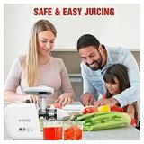 KOIOS Juicer, Masticating Juicer Machine, Slow Juice Extractor with Reverse Function, Cold Press Juicer Machines with Quiet Motor, Easy to Clean with Brush