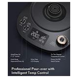 Gooseneck Kettle Temperature Control, Pour Over Electric Kettle for Coffee and Tea, 100% Stainless Steel Inner, 1200W Rapid Heating, 0.8L, Built-in Stopwatch.