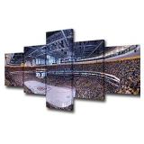 Living Room Wall Decor Boston Bruins Play the NHL Champion in TD Garden Paintings Pictures 5 Piece Canvas Wall Art Modern Artwork Home Decor with Framed Ready to Hang Posters and Prints - 50