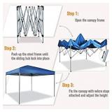 PHI VILLA 10 x 10ft Portable Pop Up Canopy Event Tent Party Tent, 100 Sq. Ft of Shade (Blue)
