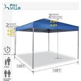 PHI VILLA 10 x 10ft Portable Pop Up Canopy Event Tent Party Tent, 100 Sq. Ft of Shade (Blue)