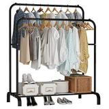 UDEAR Garment Rack Freestanding Hanger Double Rods Multi-functional Bedroom Clothing Rack, Black