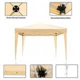 LAZZO 10x10ft Pop up Canopy Tent, Portable Commercial Outdoor Canopy Shelter with Carry Bag, 4 Removable Sidewall Contain Mesh Wall, 4 Weight Bags Without Sand, 8Stakes&4Ropes, Beige