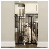 Carlson Extra Tall Walk Through Pet Gate with Small Pet Door, Includes 4-Inch Extension Kit, 4 Pack Pressure Mount Kit and 4 Pack Wall Mount Kit, Black