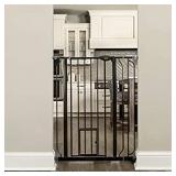 Carlson Extra Tall Walk Through Pet Gate with Small Pet Door, Includes 4-Inch Extension Kit, 4 Pack Pressure Mount Kit and 4 Pack Wall Mount Kit, Black