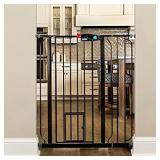 Carlson Extra Tall Walk Through Pet Gate with Small Pet Door, Includes 4-Inch Extension Kit, 4 Pack Pressure Mount Kit and 4 Pack Wall Mount Kit, Black