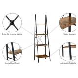 LINSY HOME Ladder Shelf for Living Room, Industrial 4 Tier Bookshelf, Rustic Storage Shelves with Black Metal Frame Tall Bookcase Wood Look, Accent Furniture for Bedroom, Bathroom, 67 Inch