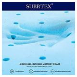 subrtex 4 Inch Gel-Infused Memory Foam Bed Mattress Topper High Density Cooling Pad Removable Fitted Bamboo Cover Ventilated Design- Full