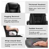 Hbada Ergonomic Desk Chair Executive Office Chair PU Leather Swivel Desk Chairs,Adjustable Height High-Back Reclining Chair with Padded Armrest and Footrest, Black