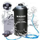 WADEO Upgrade Camping Shower, 12L 3 Gallons Portable Pressure Camping Shower Bag with Upgraded Screw Lid, Pressure Foot Pump and Shower Nozzle for Beach Camping Swim Travel Hiking Trip