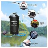 WADEO Upgrade Camping Shower, 12L 3 Gallons Portable Pressure Camping Shower Bag with Upgraded Screw Lid, Pressure Foot Pump and Shower Nozzle for Beach Camping Swim Travel Hiking Trip