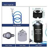 WADEO Upgrade Camping Shower, 12L 3 Gallons Portable Pressure Camping Shower Bag with Upgraded Screw Lid, Pressure Foot Pump and Shower Nozzle for Beach Camping Swim Travel Hiking Trip