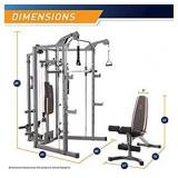 Marcy Smith Cage Machine with Workout Bench and Weight Bar Home Gym Equipment SM-4008