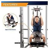 Marcy Smith Cage Machine with Workout Bench and Weight Bar Home Gym Equipment SM-4008