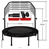 TAEERY 48" Foldable Fitness Trampolines, Rebound Recreational Exercise Trampoline with 4 Levels Height Adjustable Foam Handrail for Kids and Adults Indoor&Outdoor, Max Load 440lbs