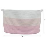 Cotton Rope Basket for Storage and Organization in Baby Nursery or Kids Room | Large 16â x 11â x 10" Decorative Laundry Hamper, Organizer for Blankets, Towels, Toys, Books | Pink/White