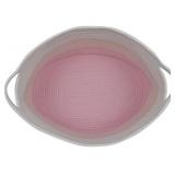 Cotton Rope Basket for Storage and Organization in Baby Nursery or Kids Room | Large 16â x 11â x 10" Decorative Laundry Hamper, Organizer for Blankets, Towels, Toys, Books | Pink/White