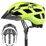PHZ. Adult Bike Helmet Bicycle Helmet with Light for Men Women Mountain Road Skateboard with Extra Replacement Detachable Visor & Inner Pads Safety Certified