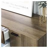 WLIVE 3 Drawer Dresser, Wide Chest of Drawers with 1 Side Door, Wood Storage Cabinet with Sturdy Metal Frame for Bedroom & Living Room, Gray Oak