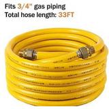 Best Brose 3/4" Tubing Pipe KIT 33ft,Corrugated Stainless Steel Tubing with 2 Male Fittings (33)