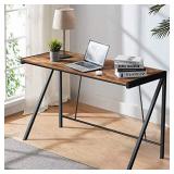 Amzdeal Computer Writing Desk 39.4" Home Office Desk, Retro Study Bedroom Desk Industrial PC Table with K Shaped Structure, Easy to Assemble, Rustic Brown