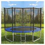 AOTOB 8 FT Trampoline Safety Enclosure Net Combo Bounce Jump For Kids Outdoor With Spring Pad Waterproof Jump Mat & Ladder