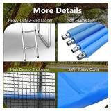 AOTOB 8 FT Trampoline Safety Enclosure Net Combo Bounce Jump For Kids Outdoor With Spring Pad Waterproof Jump Mat & Ladder