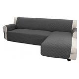 Easy-Going Sofa Slipcover L Shape Sofa Cover Sectional Couch Cover Chaise Lounge Slip Cover Reversible Sofa Cover Furniture Protector Cover for Pets Kids Children Dog Cat (Small,Dark Gray/Dark Gray)