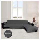 Easy-Going Sofa Slipcover L Shape Sofa Cover Sectional Couch Cover Chaise Lounge Slip Cover Reversible Sofa Cover Furniture Protector Cover for Pets Kids Children Dog Cat (Small,Dark Gray/Dark Gray)
