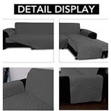 Easy-Going Sofa Slipcover L Shape Sofa Cover Sectional Couch Cover Chaise Lounge Slip Cover Reversible Sofa Cover Furniture Protector Cover for Pets Kids Children Dog Cat (Small,Dark Gray/Dark Gray)